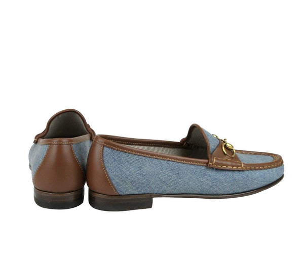 Gucci Shoes Blue Women - Gucci Horsebit Denim Loafer Shoe - back view