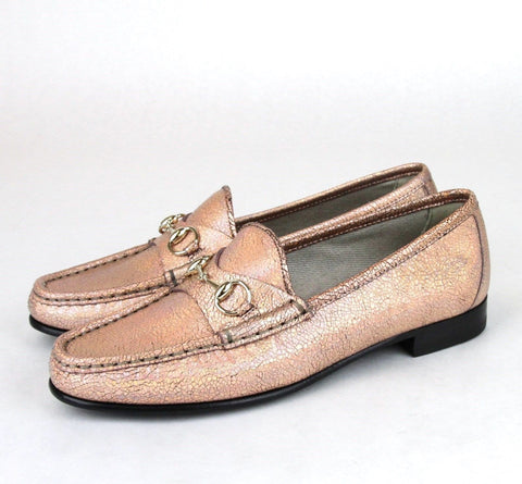 Gucci Salmon Crackled Leather Shoe