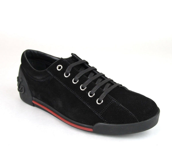 Gucci Sneakers - Gucci Women Black Sneakers Suede Trainer - side view