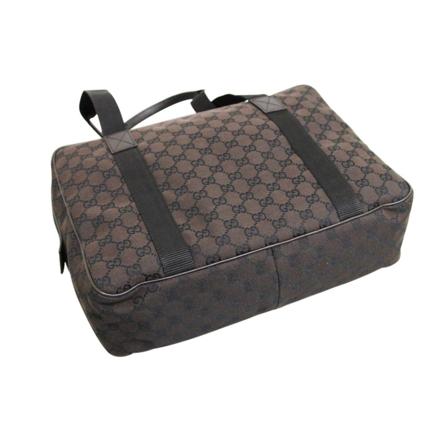 Gucci 282529 Unisex Brown Canvas Shoulder Laptop Bag Tote Handbag - Fi