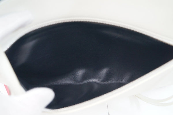 Authentic Celine Nappa Side lock Calfskin Leather Black/White Tote HandBag TT342 - Dallas Designer Handbags