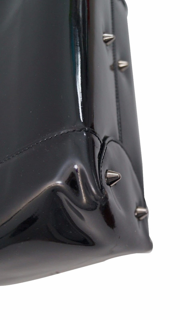 Authentic Christian Dior Maris Pearl 2way Handbag Black Patent Leather E1053 - Dallas Designer Handbags