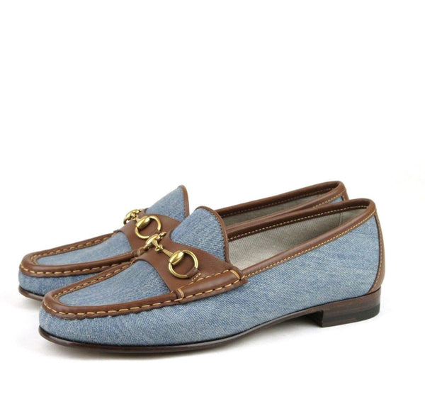 Gucci Shoes Blue Women - Gucci Horsebit Denim Loafer Shoe - authentic