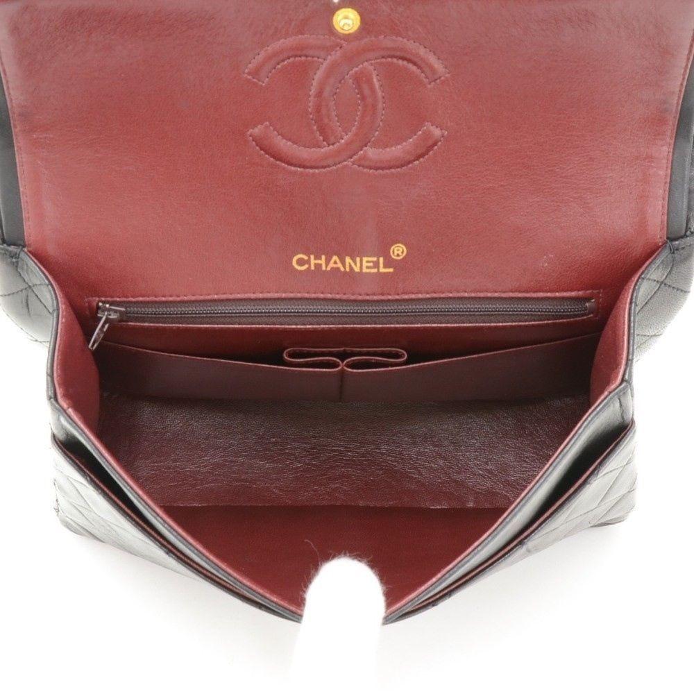 CHANEL Lambskin Quilted Medium Double Flap Burgundy 1254667