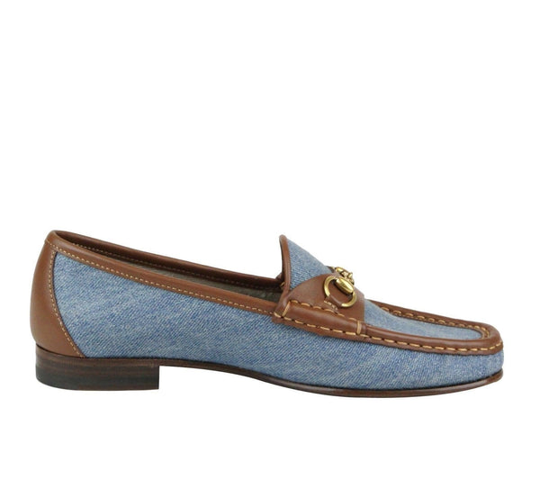 Gucci Shoes Blue Women - Gucci Horsebit Denim Loafer Shoe - bottom