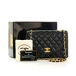Vintage Chanel 9" Black Quilted Leather Shoulder Classic Flap Bag Excellent CC70