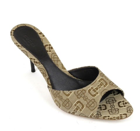 Gucci Sandals Beige Canvas Horsebit - Gucci Women