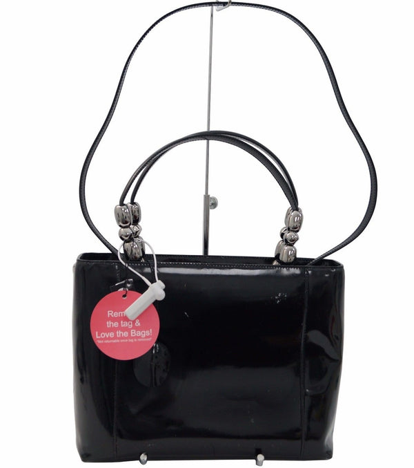 Authentic Christian Dior Maris Pearl 2way Handbag Black Patent Leather 