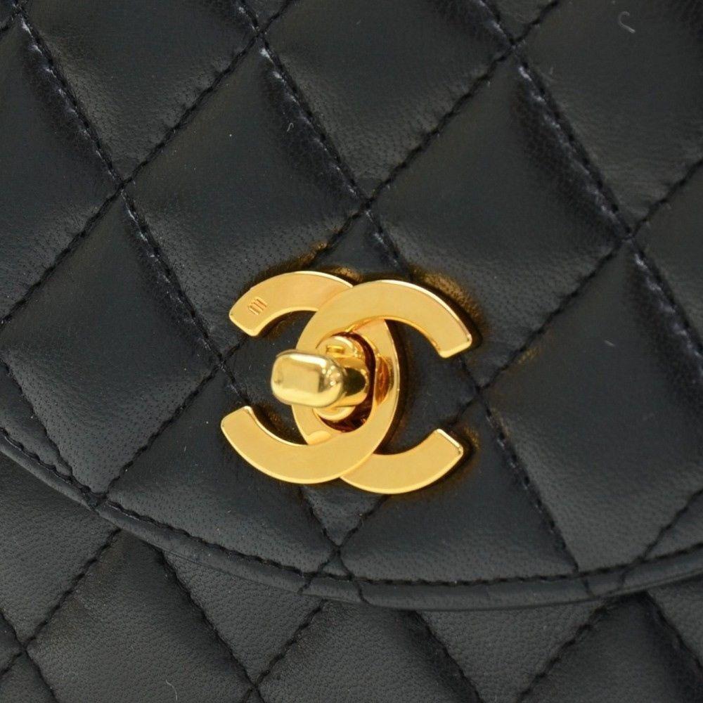 CHANEL 2.55 Double Flap 9 Chain Shoulder Bag Black Lambskin Quilt Leather  ref.517438 - Joli Closet