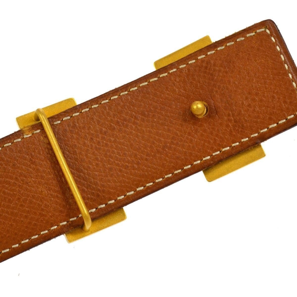 Hermès Hermes Brown Constance Leather Belt Beige Golden Metal Pony-style  calfskin ref.488983 - Joli Closet