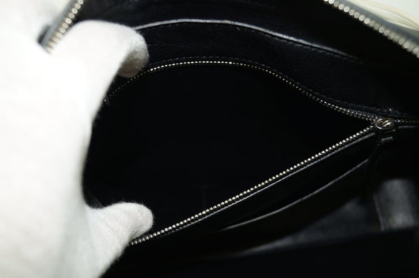 Authentic Celine Nappa Side lock Calfskin Leather Black/White Tote HandBag TT342 - Dallas Designer Handbags