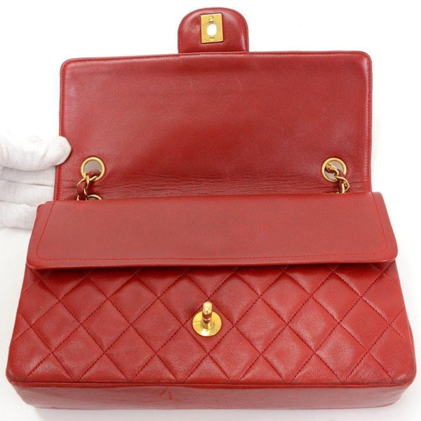 Vintage CHANEL 2.55 10inch Double Flap Red Quilted Leather Shoulder Bag