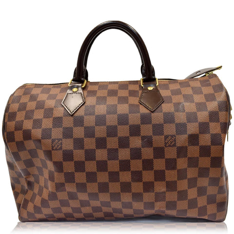 LOUIS VUITTON Speedy 35 Damier Ebene Satchel Bag Brown