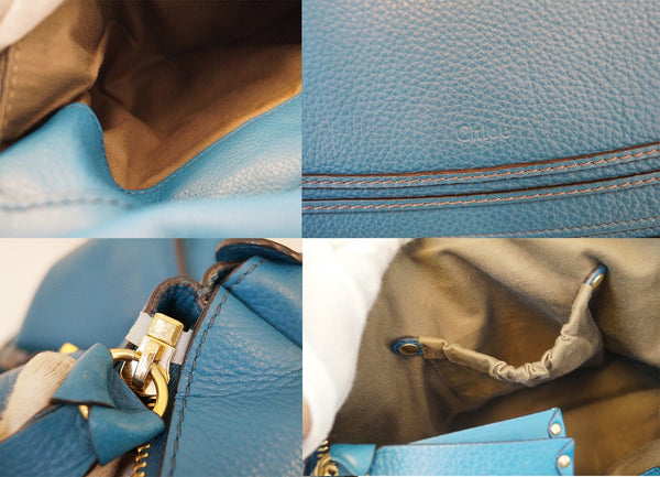 Chloé Marcie Large Laguna Blue Shoulder Handbag E2926