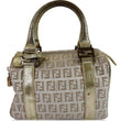 FENDI Selleria Zucca Canvas Leather Boston Bag Gold