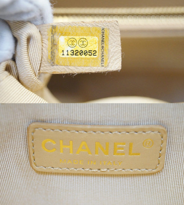 CHANEL Beige Caviar Leather Shopping Tote Bag