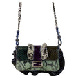 FENDI Baguette MicroWave Python Leather Chain Crossbody Bag Multi