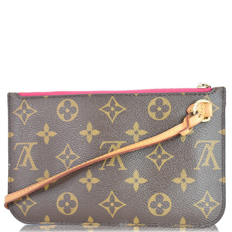 LOUIS VUITTON Pochette Wristlet Pouch Monogram Canvas Neverfull PM Brown