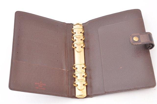 Louis Vuitton Notebook Cover Agenda PM Brown Gold Damier Ebene R20700  Canvas CA1002 LOUIS VUITTON LV 6 Hole Pen Holder
