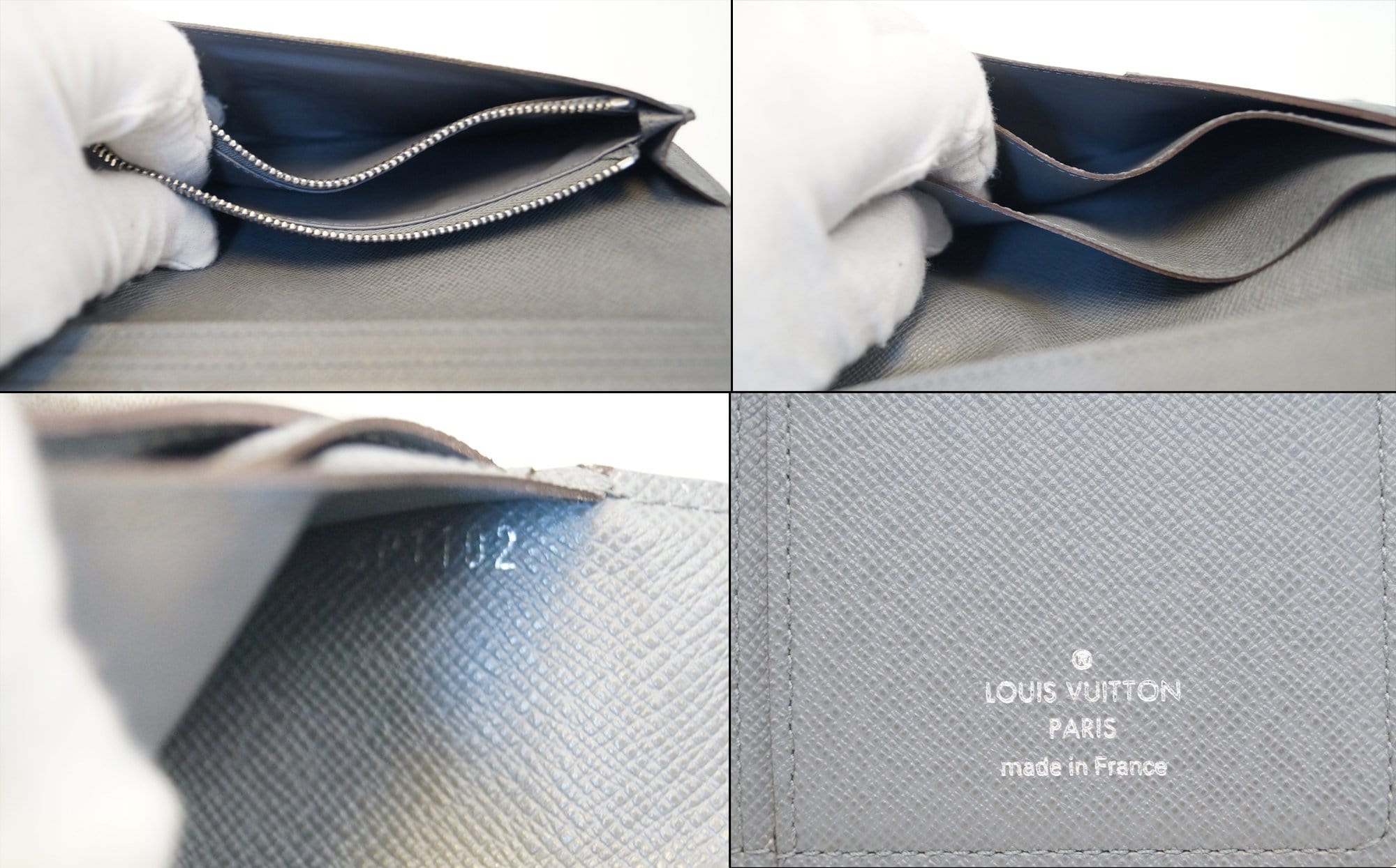 Louis Vuitton Iceberg Blue Taiga Leather Brazza Long Wallet W/ Initials  "BNM"