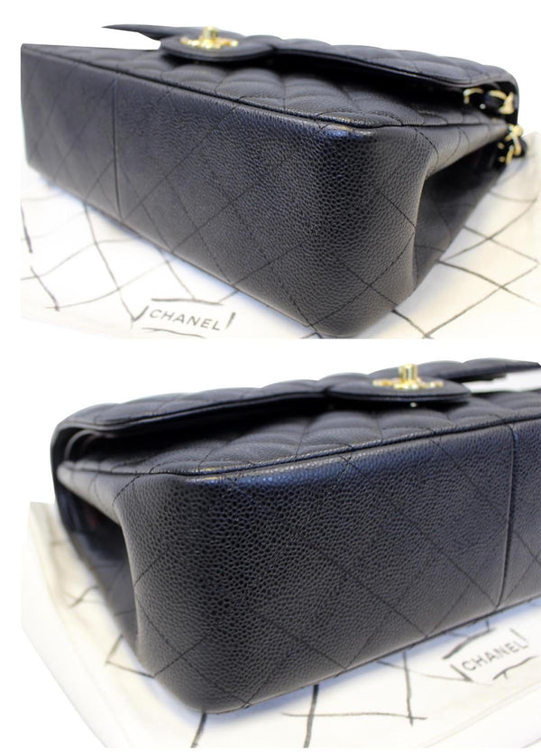 Chanel Double Flap Classic Jumbo Caviar Shoulder Bag - side view