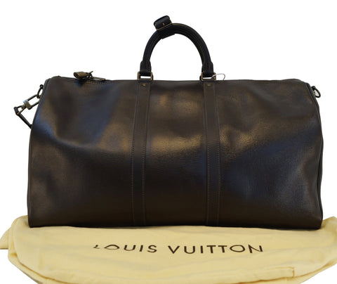 LOUIS VUITTON Keepall 55 Bandouliere Utah Dark Brown Travel Bag 