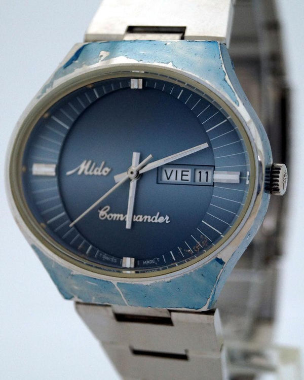 Mido Commander 8689 Automatic Blue SS Day/Date Swiss Watch