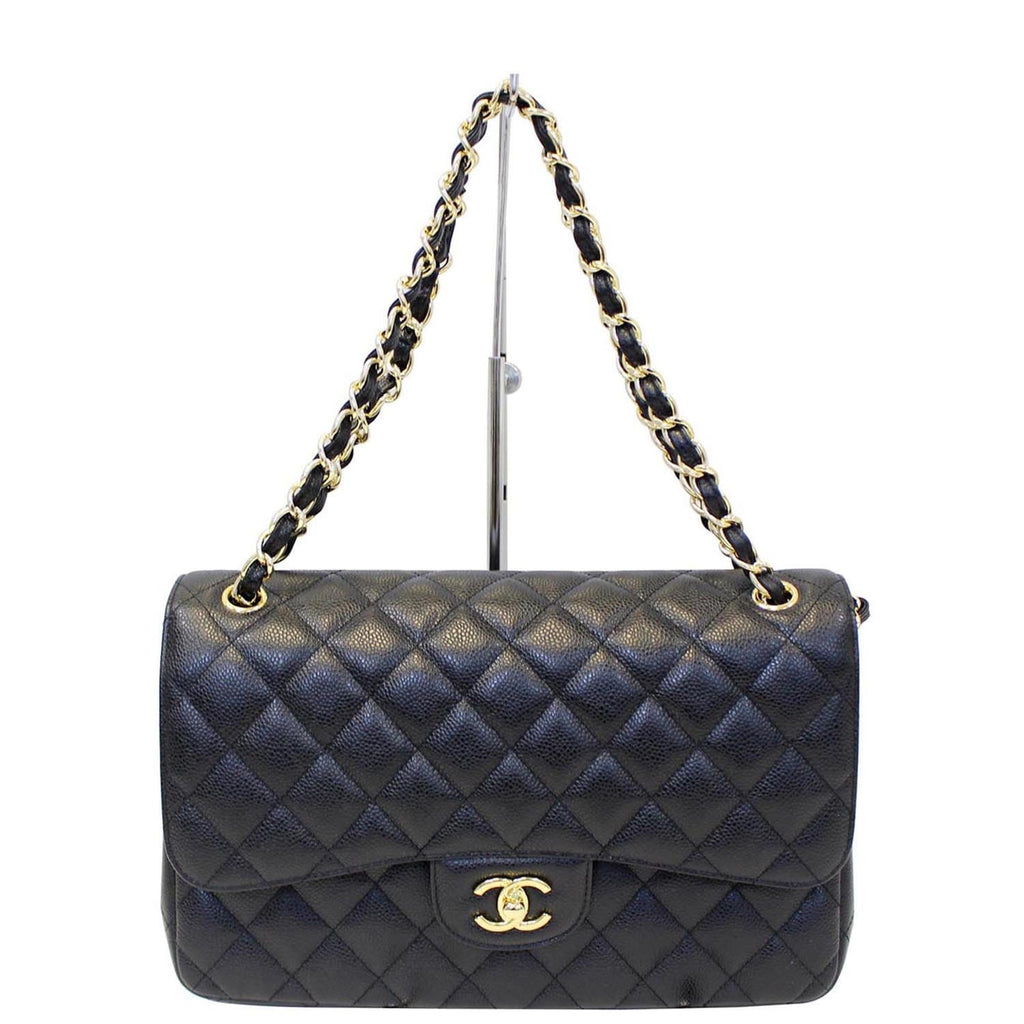 Chanel Double Flap Classic Jumbo Caviar Shoulder Bag