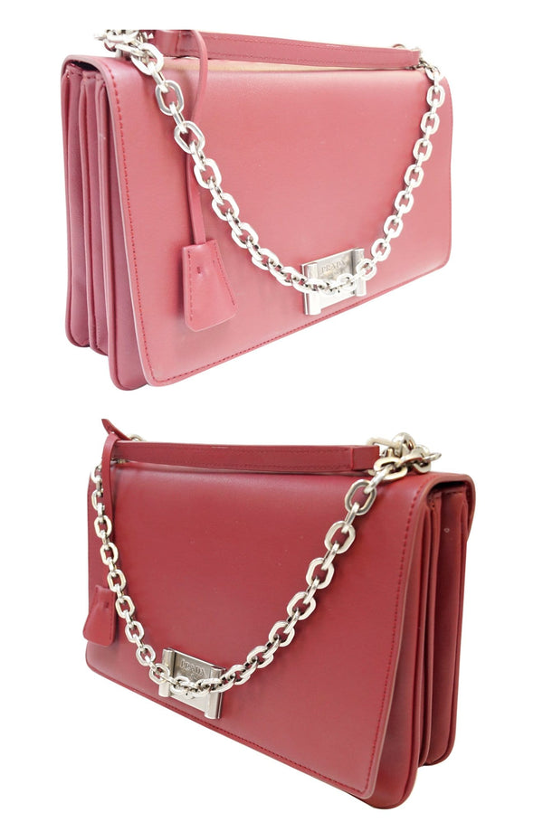 PRADA Petalo Saffiano Lux Leather Chain Shoulder Crossbody Bag