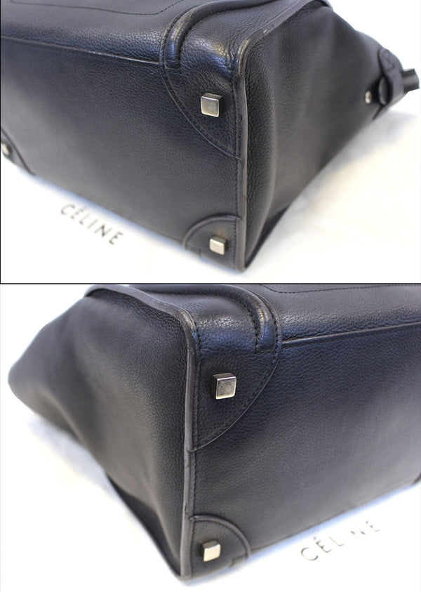  Celine Black Leather Mini Luggage Bag-Bottom