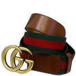 GUCCI Web Nylon Double G Buckle Belt Size 45 Red/Green-US