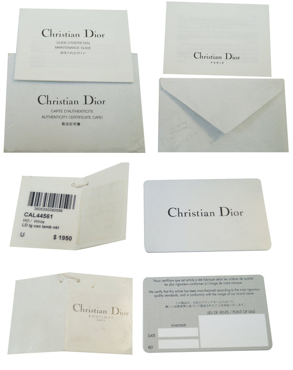 CHRISTIAN DIOR White Lambskin Leather Large Lady Dior Shoulder Bag  