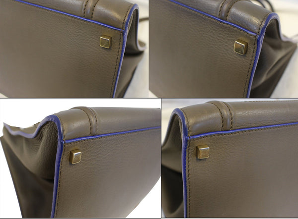 CELINE Phantom Olive Green Bicolor Grained Leather Luggage Bag