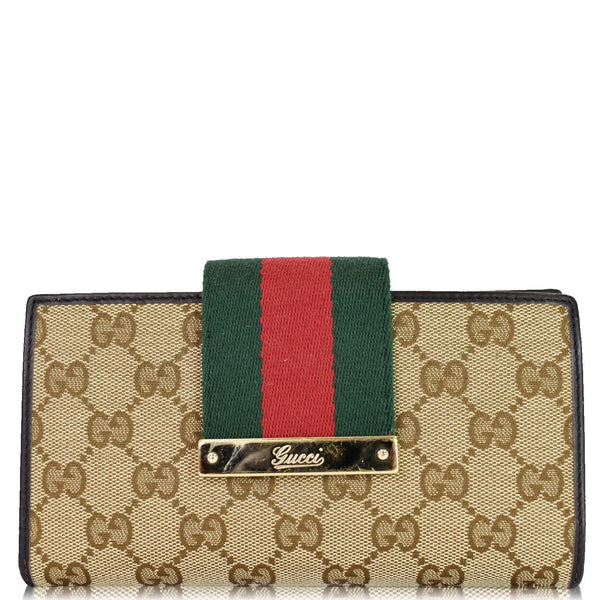 Gucci Monogram Ladies Web GG Canvas Continental Wallet