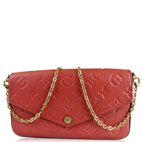 LOUIS VUITTON Pochette Felicie Monogram Empreinte Chain Wallet Red - 20% OFF