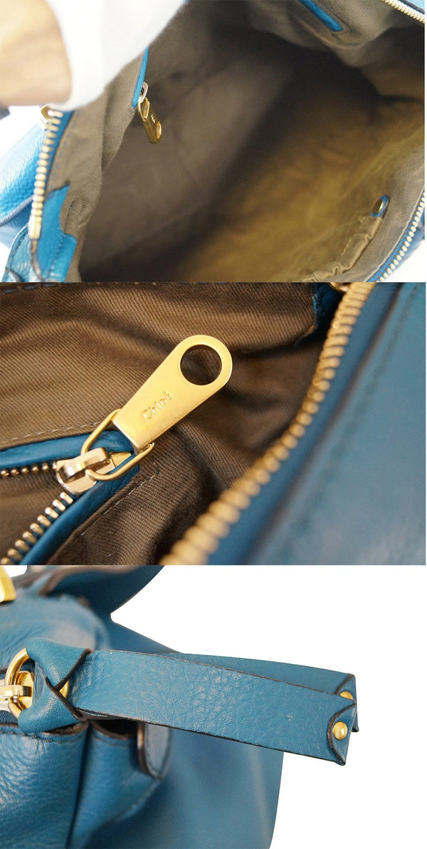 Chloé Marcie Large Laguna Blue Shoulder Handbag E2926
