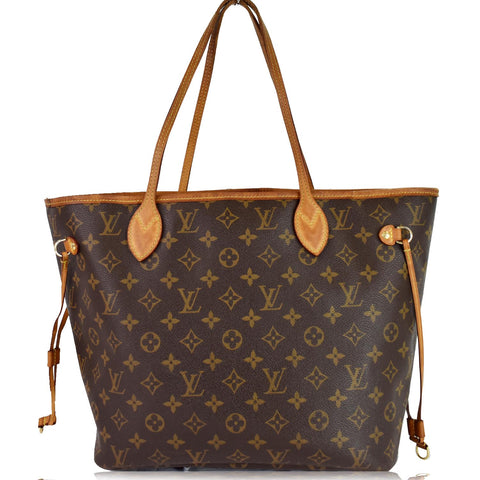LOUIS VUITTON Neverfull MM Monogram Canvas Tote Shoulder Bag Brown