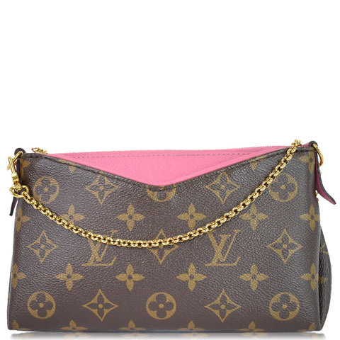 LOUIS VUITTON Pallas Clutch Monogram Canvas Crossbody Bag Brown