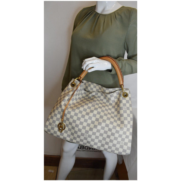Louis Vuitton Artsy MM Damier Azur Shoulder Bag Women Handbag