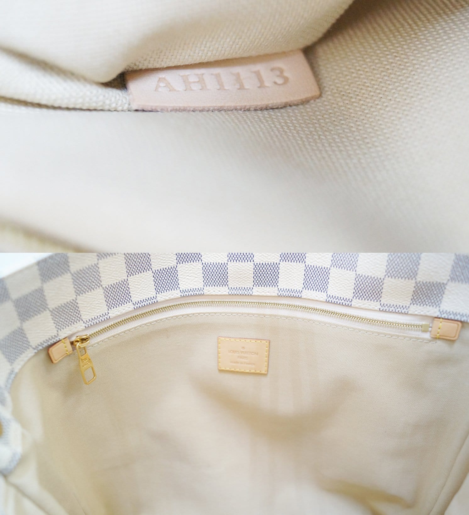 Lot - Louis Vuitton White Daumier Azur Soffi Bag