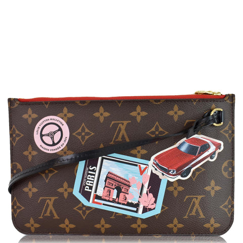 LOUIS VUITTON World Tour Pochette Monogram Canvas Neverfull Wristlet Brown - 15% OFF