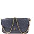 LOUIS VUITTON Felicie Pochette Monogram Empreinte Chain Wallet Navy Blue