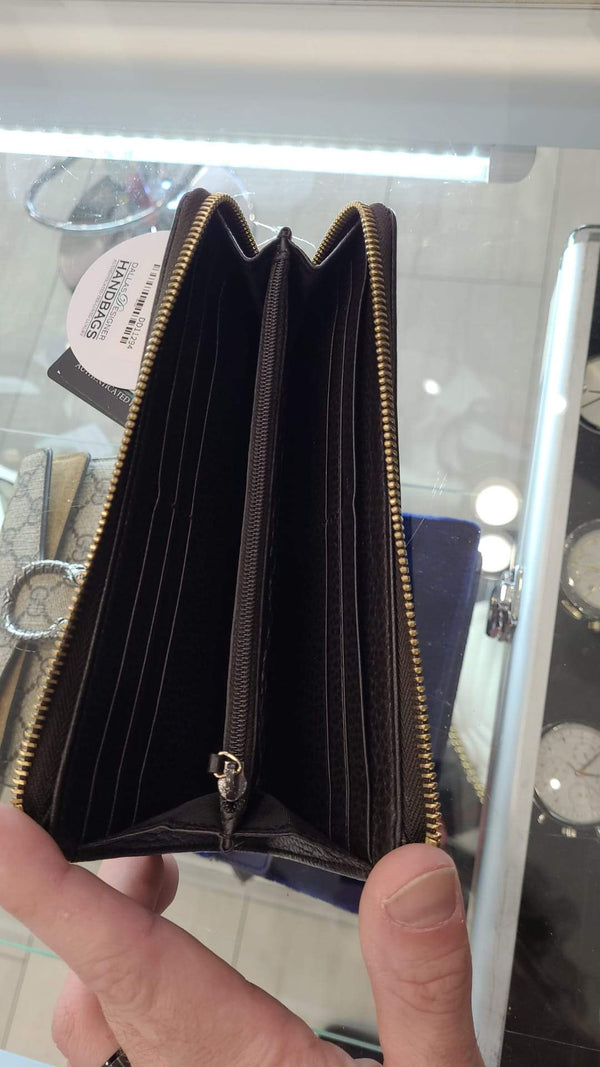 GUCCI GG Canvas Zip Around Wallet Brown 268917