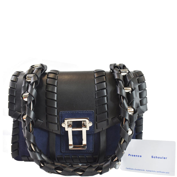 PROENZA SCHOULER Hava Whipstitch Leather Chain Shoulder Bag Navy Blue