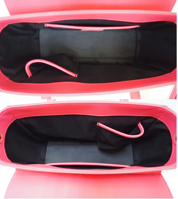 VERSACE Pink Patent Leather Short Handle Medallion Signature Bag 