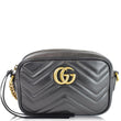 GUCCI GG Marmont Matelasse Mini Leather Crossbody Bag Black 448065