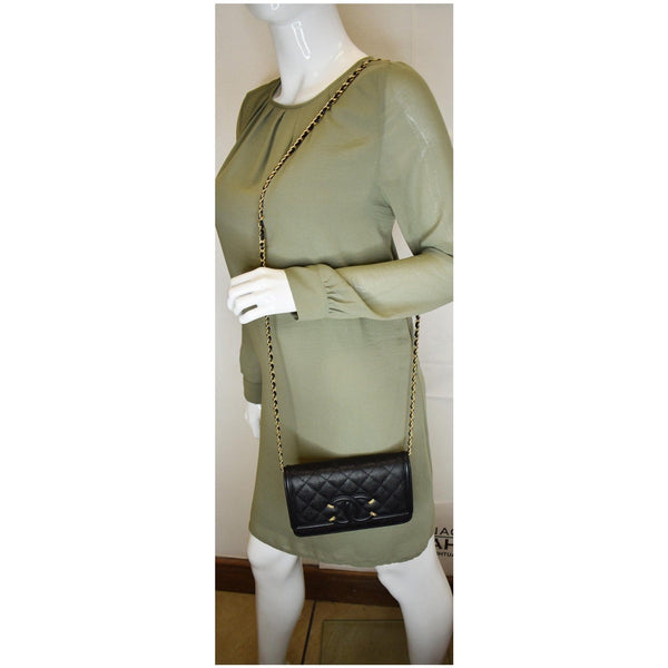 Gucci CC Filigree WOC Wallet On Chain Caviar Shoulder bag