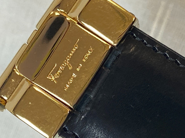 SALVATORE FERRAGAMO Gancini Buckle Reversible Belt Black Size 36