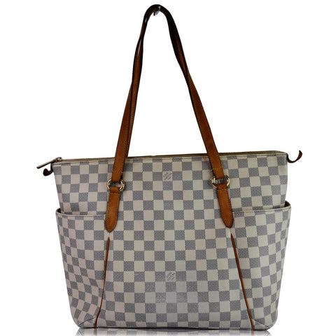 LOUIS VUITTON Totally MM Damier Azur Shoulder Bag White