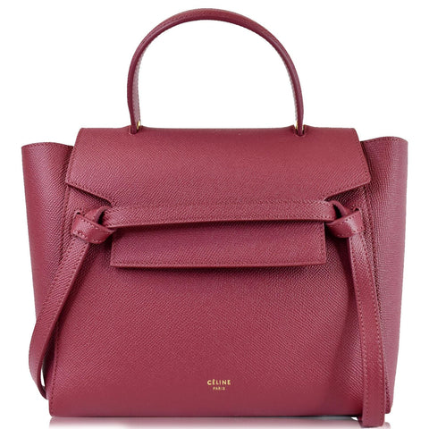 CELINE Micro Belt Grained Calfskin 2Way Shoulder Bag Ruby